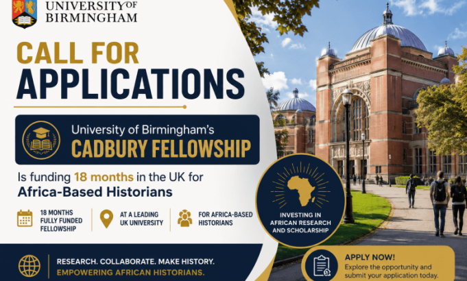 call-for-applications:-university-of-birmingham’s-cadbury-fellowship-is-funding-18-months-in-the-uk-for-africa-based-historians