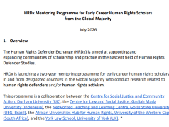 Call for Applications: Human Rights Defender Exchange (HRDx) Mentoring Programme for Early Career Human Rights Scholars 2026 call-for-applications:-human-rights-defender-exchange-(hrdx)-mentoring-programme-for-early-career-human-rights-scholars-2026