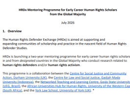 call-for-applications:-human-rights-defender-exchange-(hrdx)-mentoring-programme-for-early-career-human-rights-scholars-2026