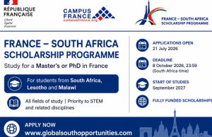 France-South Africa Scholarship Programme 2027 Opens Applications | Fully Funded Master’s and PhD Scholarships in France france-south-africa-scholarship-programme-2027-opens-applications-|-fully-funded-master’s-and-phd-scholarships-in-france