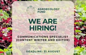 Agroecology Fund (AEF) Hiring Communications Specialist (Content Writer and Editor) — Fully Remote Role Paying Up to $80,000 Per Year agroecology-fund-(aef)-hiring-communications-specialist-(content-writer-and-editor)-—-fully-remote-role-paying-up-to-$80,000-per-year
