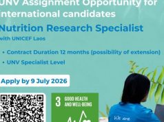 12-month International Assignment: Join UNICEF in Lao as UN Volunteer Specialist Nutrition Research Specialist 12-month-international-assignment:-join-unicef-in-lao-as-un-volunteer-specialist-nutrition-research-specialist