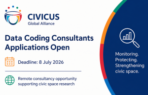 CIVICUS Opens Applications for Data Coding Consultants to Support Global Civic Space Monitoring – Apply By 8 July 2026 civicus-opens-applications-for-data-coding-consultants-to-support-global-civic-space-monitoring-–-apply-by-8-july-2026
