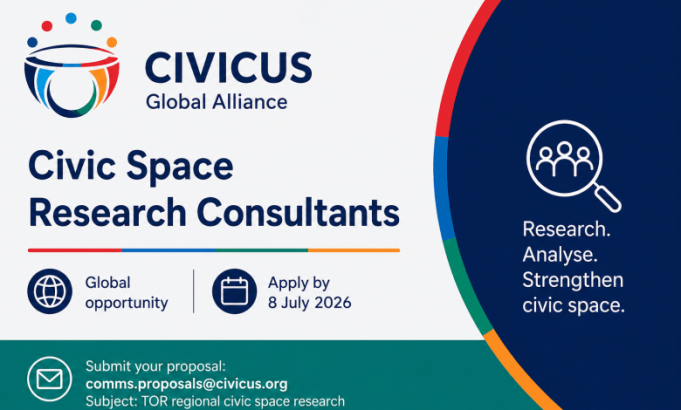 civicus-opens-applications-for-civic-space-research-consultants-to-support-global-monitoring-and-analysis-–-apply-by-8-july-2026 civicus-opens-applications-for-civic-space-research-consultants-to-support-global-monitoring-and-analysis-–-apply-by-8-july-2026