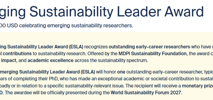 $20,000-sustainability-award-opens-applications-for-emerging-researchers-driving-global-change-at-mdpi-sustainability-foundation