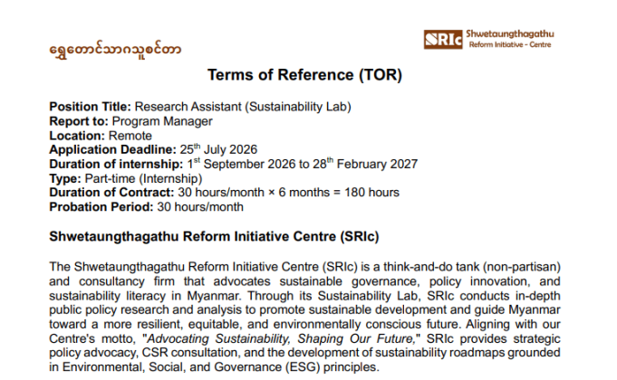 remote-research-assistant-internship-2026:-join-myanmar’s-sustainability-project-with-shwetaungthagathu-reform-initiative-centre-–-apply-as-a-young-researcher remote-research-assistant-internship-2026:-join-myanmar’s-sustainability-project-with-shwetaungthagathu-reform-initiative-centre-–-apply-as-a-young-researcher
