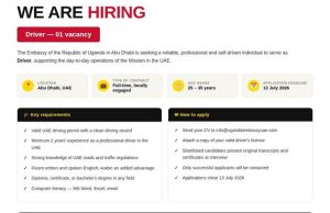 Uganda Embassy in Abu Dhabi Announces Driver Vacancy for Locally Engaged Professionals – Apply by 13 July 2026 uganda-embassy-in-abu-dhabi-announces-driver-vacancy-for-locally-engaged-professionals-–-apply-by-13-july-2026