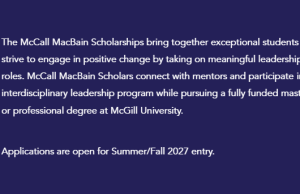 Applications Open for Prestigious McCall MacBain Scholarships at McGill University for 2027 Cohort applications-open-for-prestigious-mccall-macbain-scholarships-at-mcgill-university-for-2027-cohort