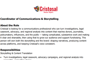 Cristosal Hiring Remote Coordinator of Communications & Storytelling With Salary of Up to USD 80,000 cristosal-hiring-remote-coordinator-of-communications-&-storytelling-with-salary-of-up-to-usd-80,000