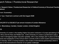 SOAS University Opens 5 Postdoctoral Research Fellow Positions to Advance Sustainable Structural Transformation Research: Apply Now soas-university-opens-5-postdoctoral-research-fellow-positions-to-advance-sustainable-structural-transformation-research:-apply-now