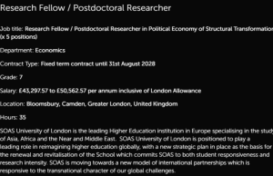 SOAS University Opens 5 Postdoctoral Research Fellow Positions to Advance Sustainable Structural Transformation Research: Apply Now soas-university-opens-5-postdoctoral-research-fellow-positions-to-advance-sustainable-structural-transformation-research:-apply-now
