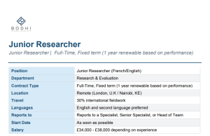 Bodhi Global Analysis Hiring Junior Researcher (French/English): Remote International Development Research Job Paying Up to £38,000 bodhi-global-analysis-hiring-junior-researcher-(french/english):-remote-international-development-research-job-paying-up-to-38,000