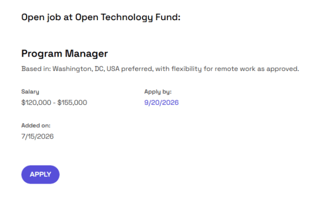 open-technology-fund-opens-applications-for-program-manager-position-with-salary-of-up-to-$155,000 open-technology-fund-opens-applications-for-program-manager-position-with-salary-of-up-to-$155,000
