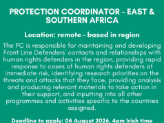 Front Line Defenders (FLD) Recruiting Protection Coordinator for East & Southern Africa – Apply by 6 August 2026 front-line-defenders-(fld)-recruiting-protection-coordinator-for-east-&-southern-africa-–-apply-by-6-august-2026