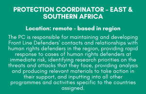 Front Line Defenders (FLD) Recruiting Protection Coordinator for East & Southern Africa – Apply by 6 August 2026 front-line-defenders-(fld)-recruiting-protection-coordinator-for-east-&-southern-africa-–-apply-by-6-august-2026