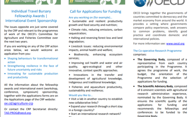 oecd-co-operative-research-programme-(crp)-sustainable-agricultural-and-food-systems-2027:-international-research-fellowships-and-conference-funding-opportunities oecd-co-operative-research-programme-(crp)-sustainable-agricultural-and-food-systems-2027:-international-research-fellowships-and-conference-funding-opportunities