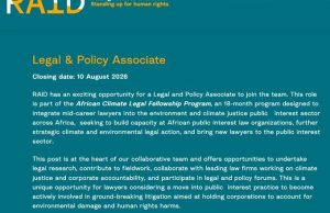 African Climate Legal Fellowship Program Announces Legal and Policy Associate Opportunity to Advance Climate Justice Across Africa – Apply By 10 August 2026 african-climate-legal-fellowship-program-announces-legal-and-policy-associate-opportunity-to-advance-climate-justice-across-africa-–-apply-by-10-august-2026