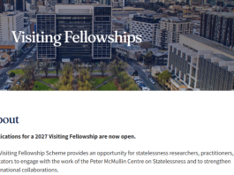 University of Melbourne Peter McMullin Centre on Statelessness Visiting Fellowship 2027 in Australia: Fully Funded Research Fellowship with Up to AUD 6,000 Support university-of-melbourne-peter-mcmullin-centre-on-statelessness-visiting-fellowship-2027-in-australia:-fully-funded-research-fellowship-with-up-to-aud-6,000-support