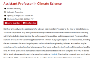 Stanford University Assistant Professor in Climate Science Position 2026: Tenure-Track Faculty Opportunity in the United States stanford-university-assistant-professor-in-climate-science-position-2026:-tenure-track-faculty-opportunity-in-the-united-states