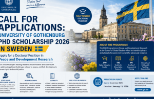 Call for Applications: University of Gothenburg Fully Funded PhD Scholarship 2026 in Sweden, Apply for a Doctoral Position in Peace and Development Research call-for-applications:-university-of-gothenburg-fully-funded-phd-scholarship-2026-in-sweden,-apply-for-a-doctoral-position-in-peace-and-development-research