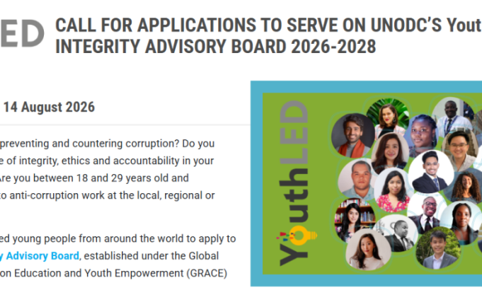 join-unodc-youthled-integrity-advisory-board-2026–2028:-applications-open-for-young-people-worldwide