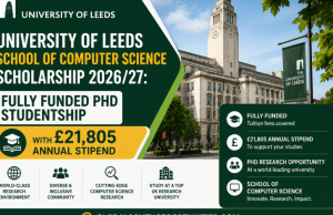 University of Leeds School of Computer Science Scholarship 2026/27: Fully Funded PhD Studentship with £21,805 Annual Stipend university-of-leeds-school-of-computer-science-scholarship-2026/27:-fully-funded-phd-studentship-with-21,805-annual-stipend