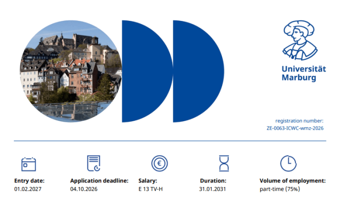 university-of-marburg-phd-research-training-group-3159-2027-in-germany:-part-time-doctoral-position-with-e13-tv-h-salary