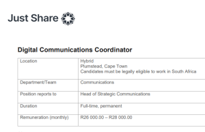 Get Up to R28,000 per month: Apply for the Digital Communications Coordinator Position at Just Share SA in Cape Town get-up-to-r28,000-per-month:-apply-for-the-digital-communications-coordinator-position-at-just-share-sa-in-cape-town