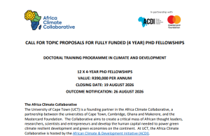 12 Fully Funded Four-year PhD fellowships in Climate and Development at the University of Cape Town (UCT): Apply Now! 12-fully-funded-four-year-phd-fellowships-in-climate-and-development-at-the-university-of-cape-town-(uct):-apply-now!