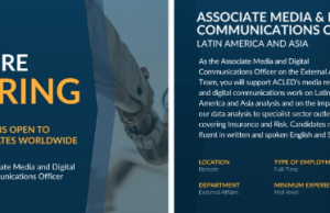 ACLED Associate Media and Digital Communications Officer – Remote Opportunity acled-associate-media-and-digital-communications-officer-–-remote-opportunity