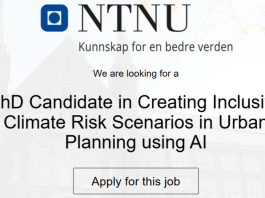 fully-funded-4-year-phd-position-in-inclusive-climate-risk-scenarios-using-ai-at-norwegian-university-of-science-and-technology-(ntnu),-norway