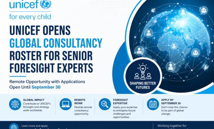 unicef-opens-global-consultancy-roster-for-senior-foresight-experts-–-remote-opportunity-with-applications-open-until-september-30 unicef-opens-global-consultancy-roster-for-senior-foresight-experts-–-remote-opportunity-with-applications-open-until-september-30