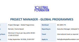 Work From Home With the FIVB Volleyball Foundation: Global Project Manager Role Open to International Applicants work-from-home-with-the-fivb-volleyball-foundation:-global-project-manager-role-open-to-international-applicants
