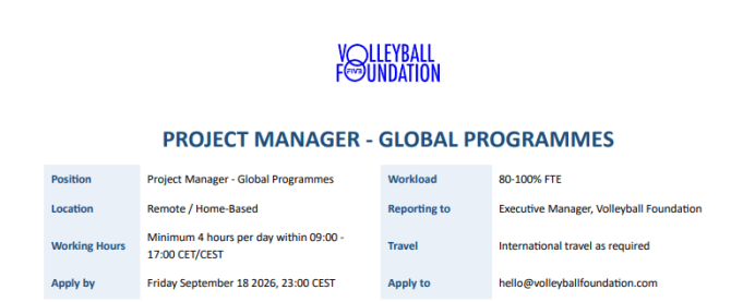 work-from-home-with-the-fivb-volleyball-foundation:-global-project-manager-role-open-to-international-applicants work-from-home-with-the-fivb-volleyball-foundation:-global-project-manager-role-open-to-international-applicants