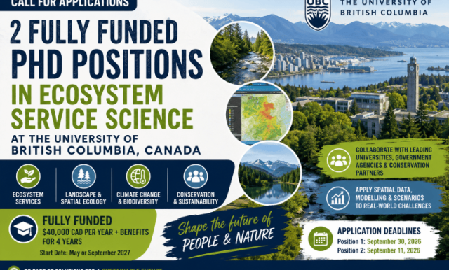 call-for-applications:-2-fully-funded-phd-positions-in-ecosystem-service-science-at-the-university-of-british-columbia,-canada
