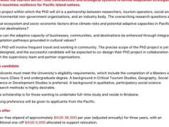 Fully Funded PhD Scholarship in Australia 2026: AUD $36,000 Stipend to Research Climate Resilience in Pacific Island Tourism fully-funded-phd-scholarship-in-australia-2026:-aud-$36,000-stipend-to-research-climate-resilience-in-pacific-island-tourism