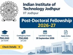IIT Jodhpur Post-Doctoral Fellowship 2026: ₹80,000 Monthly Fellowship for Indian and International Researchers iit-jodhpur-post-doctoral-fellowship-2026:-₹80,000-monthly-fellowship-for-indian-and-international-researchers
