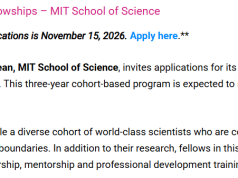 Check Out Now the MIT School of Science Postdoctoral Fellowship 2027: $88,000 Stipend + $15,000 Research Funding check-out-now-the-mit-school-of-science-postdoctoral-fellowship-2027:-$88,000-stipend-+-$15,000-research-funding