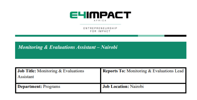 monitoring-&-evaluations-assistant-needed-at-e4impact-africa-foundation-in-nairobi