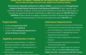 The Forum for Agricultural Research in Africa (FARA) Consultancy 2026: Consultant Wanted to Deliver a 5-Day Agricultural Innovation & Policy Training — Apply by 15 October the-forum-for-agricultural-research-in-africa-(fara)-consultancy-2026:-consultant-wanted-to-deliver-a-5-day-agricultural-innovation-&-policy-training-—-apply-by-15-october