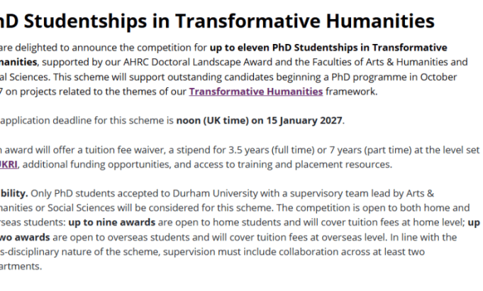 fully-funded-phd-at-durham-university-2027:-11-studentships-open-to-international-students-(apply-before-15-january!)