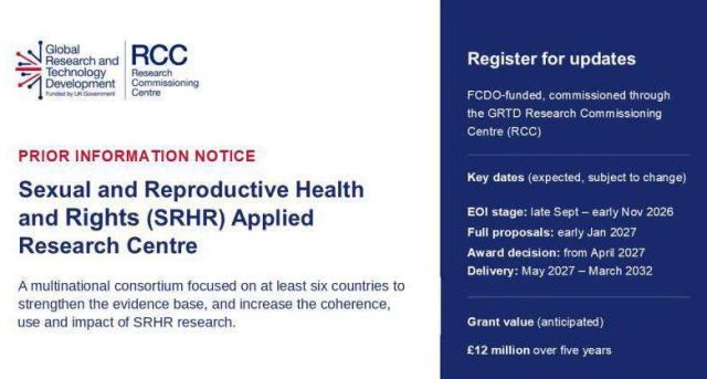 up-to-12-million-fcdo-funding-for-srhr-research-2026:-lmic-institutions-can-apply-to-lead-a-global-research-centre