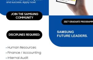 Samsung Graduate Internship Programme 2026/2027: Apply for a 12-Month Graduate Opportunity in South Africa samsung-graduate-internship-programme-2026/2027:-apply-for-a-12-month-graduate-opportunity-in-south-africa