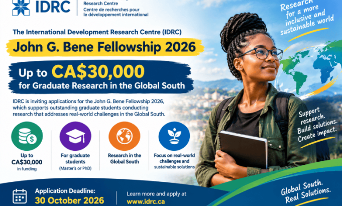 john-g.-bene-fellowship-2026:-up-to-ca$30,000-for-graduate-research-in-the-global-south